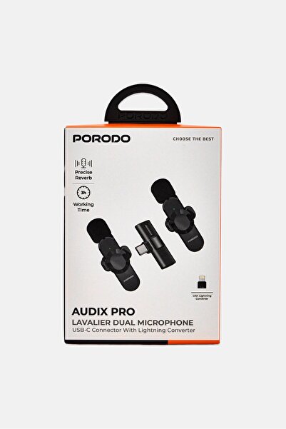 porodo Audix Pro Lavalier Dual Microphone, Black
