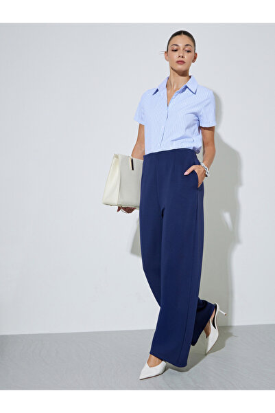 Styli Navy Blue Super Stretch Scuba Pants