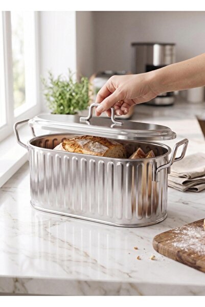 The Mia Bread Storage Box Chrome 37 cm