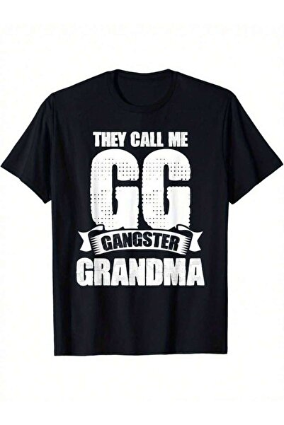 4CR 1 تي شيرت أسود منقوش، مطبوع عليه الكلمات "They Call Me GG Gangster Grandm...