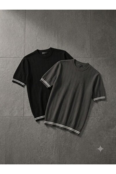 zs zaos fashion 2-Pack Men's Short-Sleeved Crew Neck Knitwear T-Shirt 100% Co...