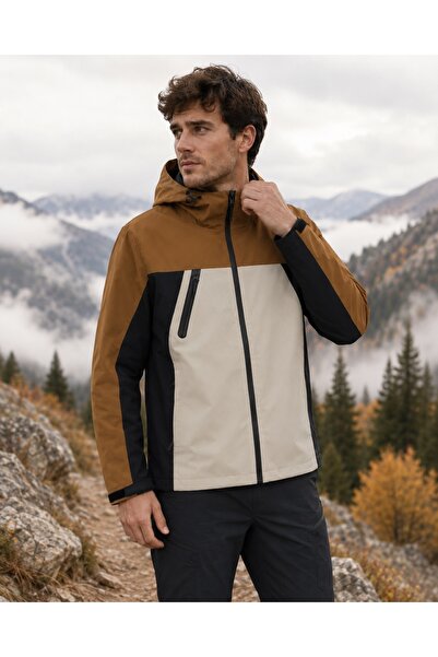 ONE Men's Hooded Colorblock Jacket – Lightweight Zip-Up Windbreaker for Outdo...