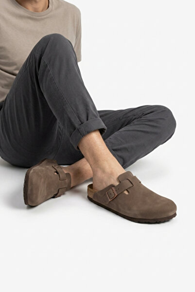 Birkenstock شبشب سابو للرجال مغلق من الأمام مع مشبك، نعل من الفلين التشريحي، ...