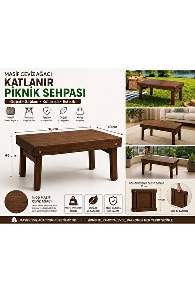 UZUN AHŞAP DEKORASYON MASİF KATLANIR PİKNİK SEHBASI 70*40*48CM AHŞAP KAMP VE ...