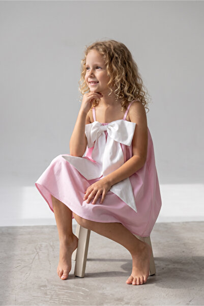zühre balaban White Bow Girl Cotton Dress