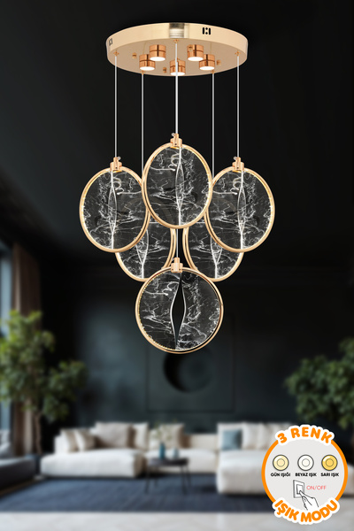 Capella Aydınlatma Modern Gold Kaplama 3 Renk Işık Özellikli Power Led Sarkıt...