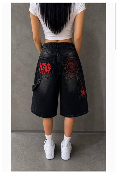 Minga London Y2K Embroidered Baggy Jean Porto Capri Red
