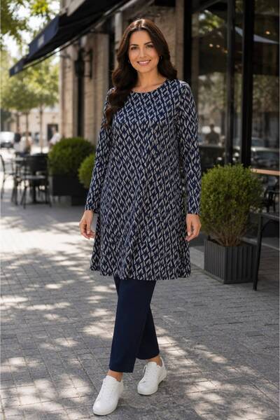 THEBEK Women's Tunic Dress - Comfortable Fit - Plus Size - Patterned - Oversi...