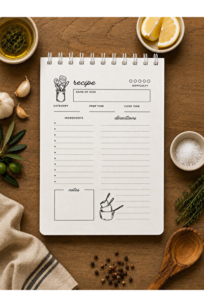 PickyTidy Recipe Book – Spiral-Bound Food Recipe Book, A5 Recipe Notebook, 80 Sheets