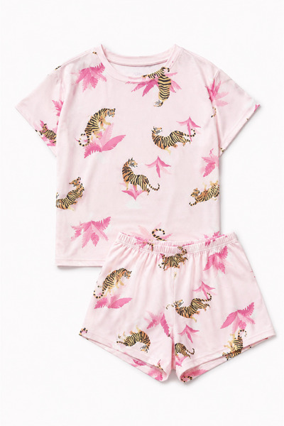 Silona Homewear Zezex Tiger Pink Shorts Pajama Set