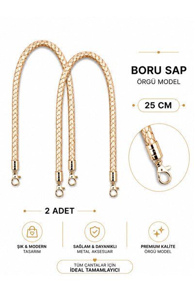 vollen yarn Örgü Model Boru Çanta Sapı 25 cm 1 Çift (2 Adet) Metal Klipsli Ça...
