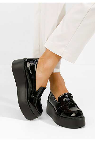 B T Shoes Μαύρα Μόκασιν Πλατφόρμας V2 Minky