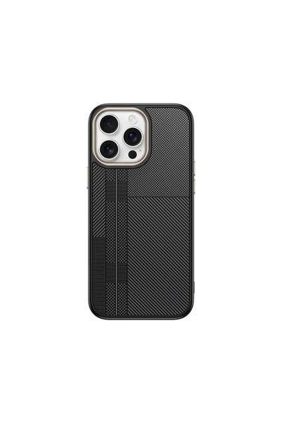 zore iPhone 15 Pro Max Case Carbon Look Magsafe Camera Raised Patterned Silic...
