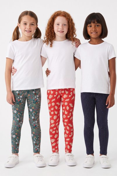 KİAGU 3-Pack of Tights for Girls, Colorful Patterned Tights, Cotton, Flexible, Daily Wear Tights, Ages 2-13
