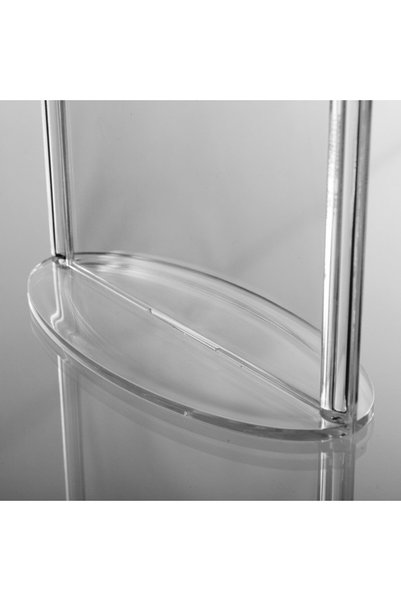 reklam etkisi Föylük Masaüstü 4x6 inç (10x15 cm) - Oval Tabanlı Dikey Şeffaf Akrilik Sunum Standı
