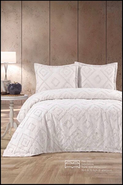 Bayev İrem Beyaz Double 3-Piece Bedspread Pique Set