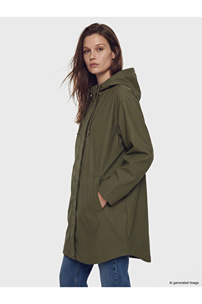 LC Waikiki Lcw Modest Khaki Hooded Women's Raincoat