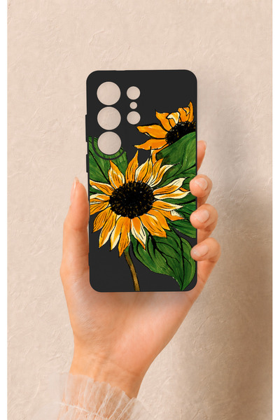 Vip Case Samsung S26 Ultra Uyumlu Ay Çiçeği Desenli Silikon Kılıf