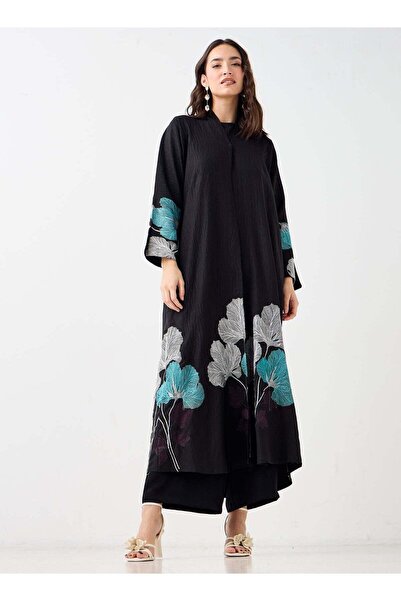 Azria Fashion عباءة مطرزة بالزهور -