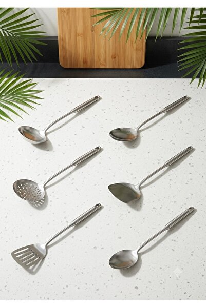 Sweet Home 6 Pcs Stainless Steel Kitchen Utensil Set with Ladle, Serving Spoo...