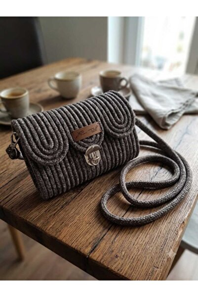 MTG JÜT TASARIM Papatya Model Stylish Shoulder Bag with Jute Cord Handle