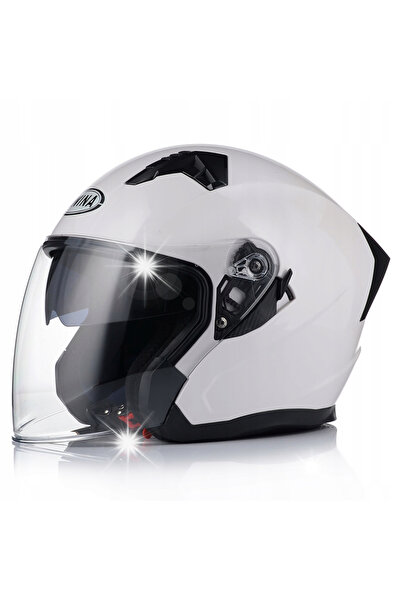 Awina Casca moto deschisa, alb lucios, pentru scuter, chopper, omologata, Ble...