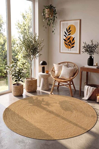 Cotto Home Vintora Vintage Desenli Yuvarlak Daire Dekoratif Örgü Kilim