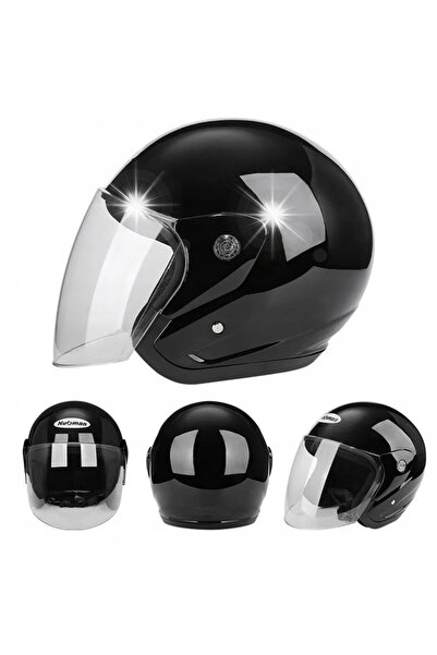 SAFEBET Casca moto deschisa pentru scuter, quad, buggy, go kart, negru, S