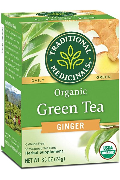 TRADITIONAL MEDICINALS Organic Green Tea Ginger Herbal Tea, Promotes Healthy ...