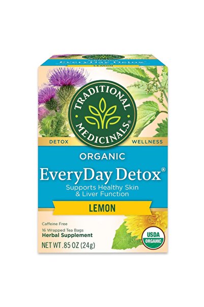 TRADITIONAL MEDICINALS Organic EveryDay Detox Lemon, 16 Tea Bags | Supports H...