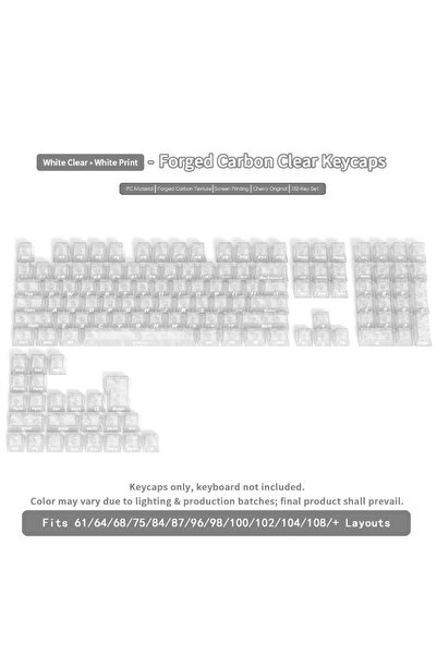 choice2 Side Print White New 130+ Keys Ice Carbon Fiber Keycaps Black White F...