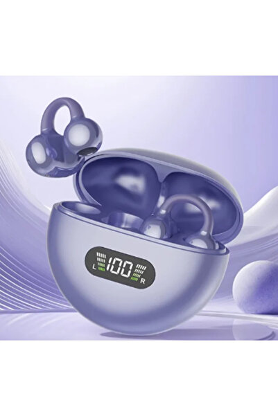 Choice1 purple New TWS Bone Conduction Earphones Bluetooth 5.3 Earbuds Clip o...