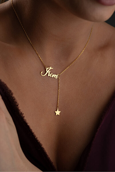 beonejewelry 925 Ayar Gümüş Kişiye Özel Yıldız Sallantılı İsim Kolye