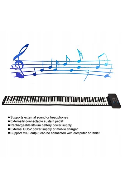 NO BRAND Pian pliabil cu 88 de clape, funcție MIDI Bluetooth, 25*22*6cm, încă...