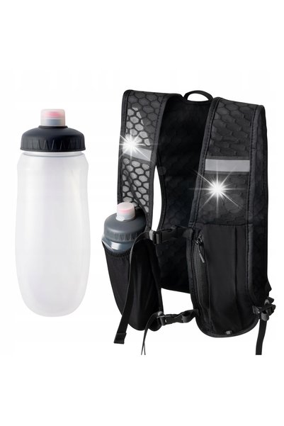 NO BRAND Vestă de alergare unisex reflectorizantă neagră cu bidon