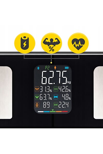 NO BRAND Cântar de baie electronic analitic pentru măsurarea grăsimii corpora...