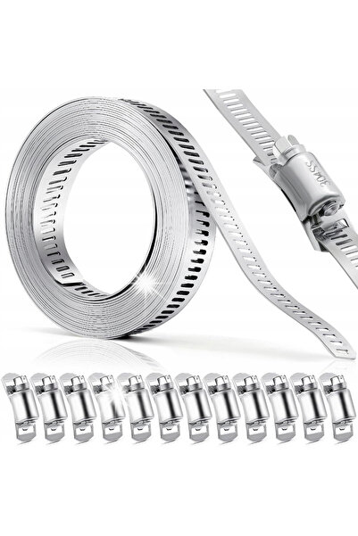 NO BRAND Bandă de prindere din oțel inoxidabil, 3m, 12,6 mm, cleme, 12 bucăți