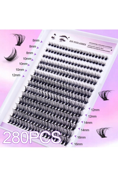 NO BRAND 280 bucăți extensii de gene autoadezive, Omelivon, 30P, 8-16mm + Kit...