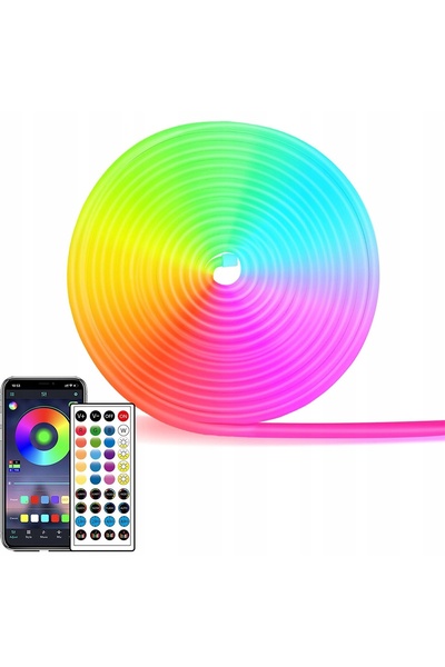 NO BRAND BANDĂ LED NEON 20 M RGB CU APLICAȚIE ȘI TELECOMANDĂ, REZISTENTĂ LA A...