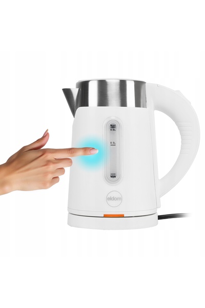 eldom Fierbător electric fără fir de 0.8L, alb, mic, de călătorie, 1000 W