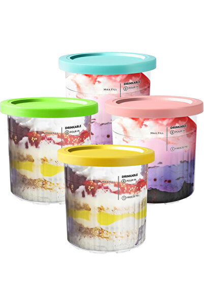 NO BRAND 4x pentru Ninja Creami NC501EU NC500EU recipiente pentru înghețată c...