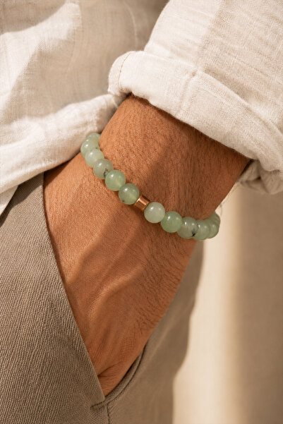 Orenda Design Prehnite Men's Bracelet |   Inner Peace & Healing |   Natural S...