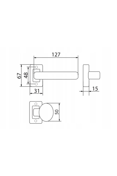 NO BRAND Mâner tip buton, Mâner de ușă, PVC, Aluminiu, Bronz