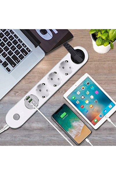 NO BRAND Prelungitor Ldnio 2500W 2x USB-A 2x USB-C Anti-supratensiune 200cm