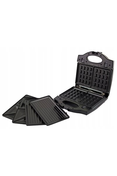 NO BRAND Mini-cuptor electric 3 în 1: grill, aparat de făcut vafe și sandvișu...