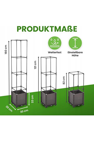 NO BRAND Ghiveci de grădină cu suport pentru plante cățărătoare, 4 niveluri, ...