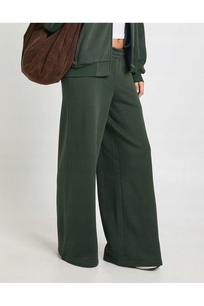 NO BRAND Pantaloni de trening alb-negru, lungi, cu picior larg, cu buzunare, ...