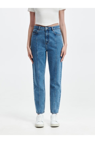 NO BRAND Blugi din bumbac Mom Jeans Reserve 34