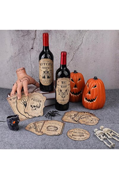 NO BRAND Autocolante de Halloween 36 bucăți Etichete pentru sticle de vin 12 ...