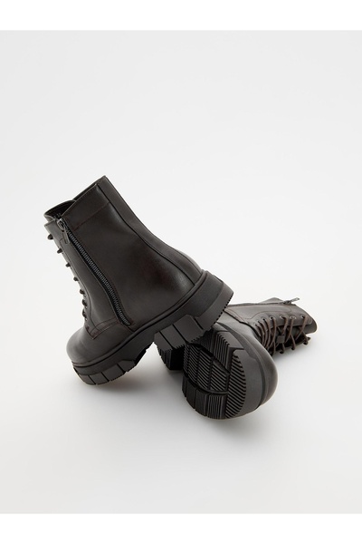 NO BRAND Botine din piele maro închis, cu șireturi, Classic Reserve 44